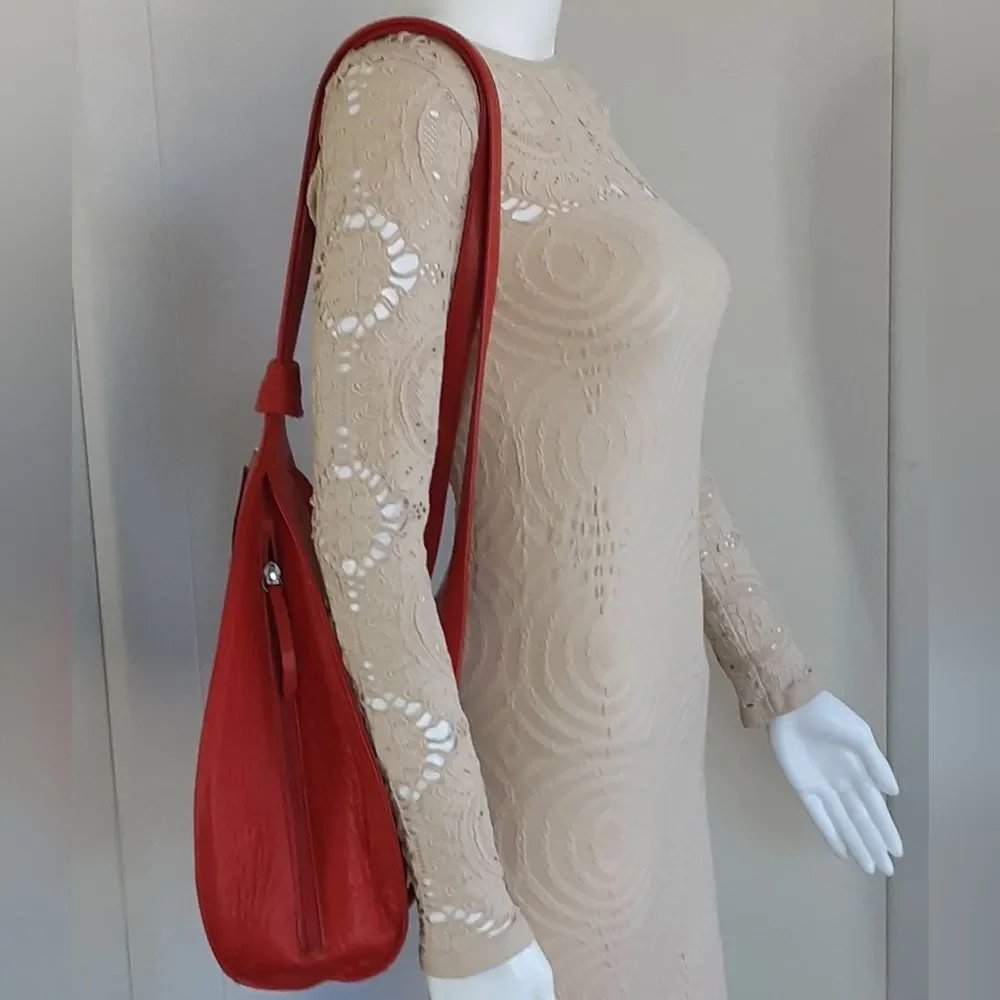 CASA LOPEZ The Cartera Minna Orange Genuine Leather Sling Backpack